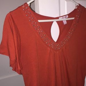 Gemstone neckline shirt